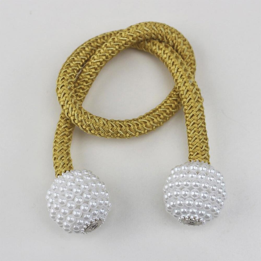 res_ff9fd4a3f552fa68a619b56c0d16ce75 Set 2 Bucati Accesoriu Prindere Draperii Cu Magnet Model Bila cu Perle Snur Auriu
