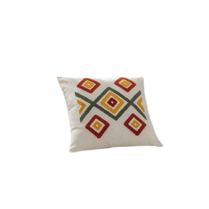 Husa perna decorativa brodata, English Home, Punch, 45x45 cm, bumbac, crem - portocaliu - verde