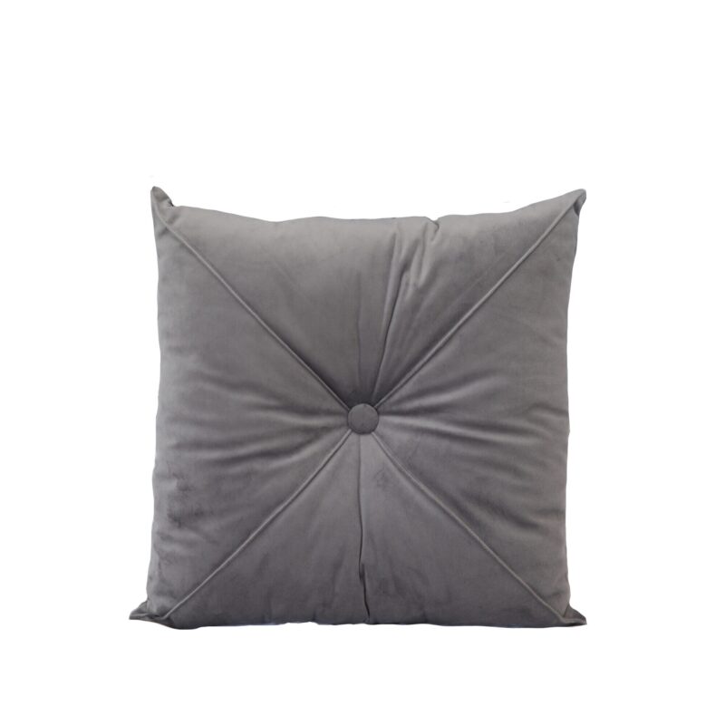 Perna Decorativa Puffet din Catifea Gri Inchis, Patrata, 40x40 Cm
