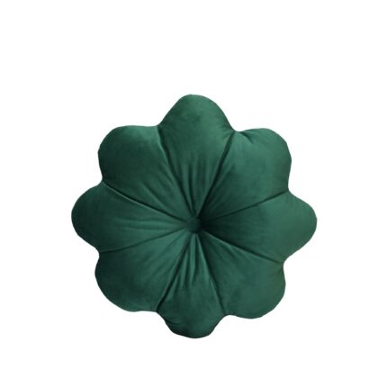 Perna Decorativa Puffet Floare din Catifea Verde Smarald, 45 cm Diametru