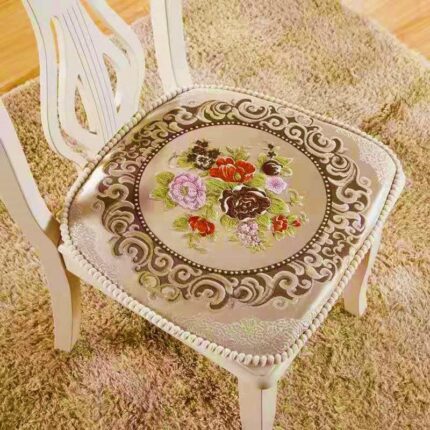 Set 4 perne Scaun Vitus, model Jacquard Floral, 45x45cm, Crem
