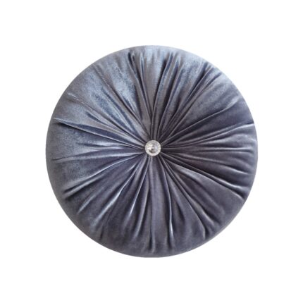 Perna decorativa, catifea, rotunda, Steel, Gri Otel, 33 cm