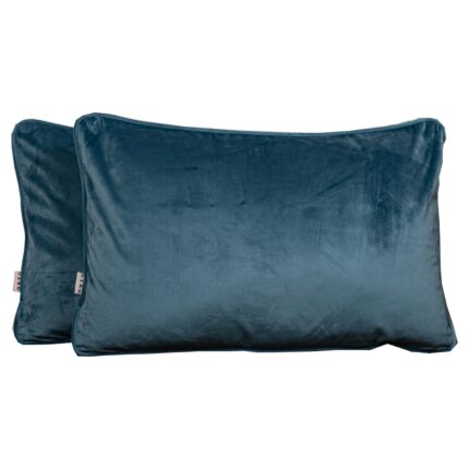 Set 2 perne decorative 2x40x60cm cu fata detasabila, Hiko COMFY catifea ocean blue