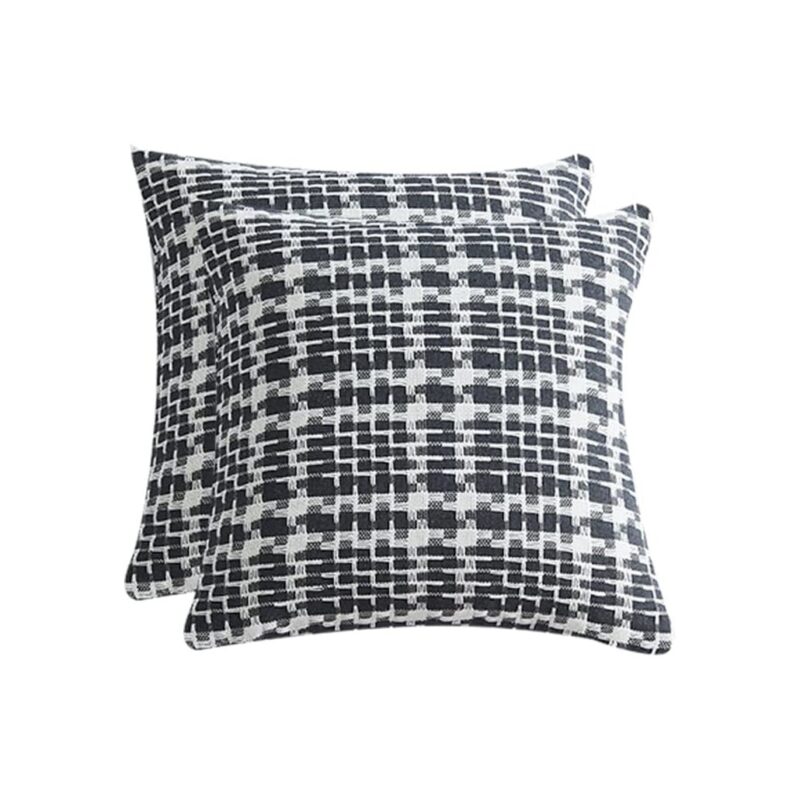 Fata de perna decorativa, 2 bucati, Design Carouri, Negru Gri, 45 x 45 cm