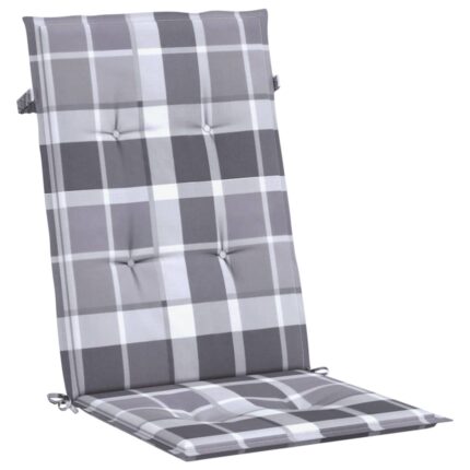 Set perne scaun spatar inalt vidaXL, 4 buc. gri carouri 120x50x3 cm textil, 1.56 kg