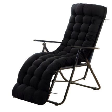 Perna Pentru Sezlong De Gradina, ONELO, Groasa, Moale, Confortabila, Neagra, 160 x 50 cm