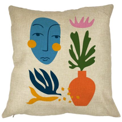 Perna Decorativa Patrata Abstracta 5, 40x40 cm, Husa Detasabila, Burduf