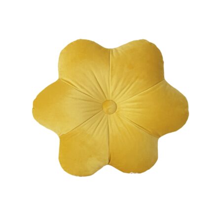 Perna decorativa, model floare, catifea premium, still chesterfield, galben, 42 cm