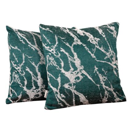 Set 2 perne decorative Hiko Chenille verde dark, 2x40x40cm, cu fata detasabila