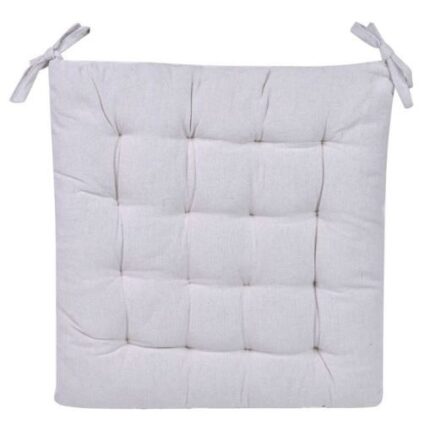 Perna scaun ecru, sistem de prindere, bumbac, 40x40x4 cm