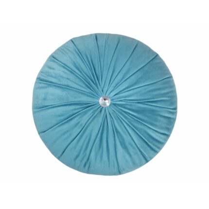 Perna decorativa, rotunda, catifea premium, turcoaz, 33 cm