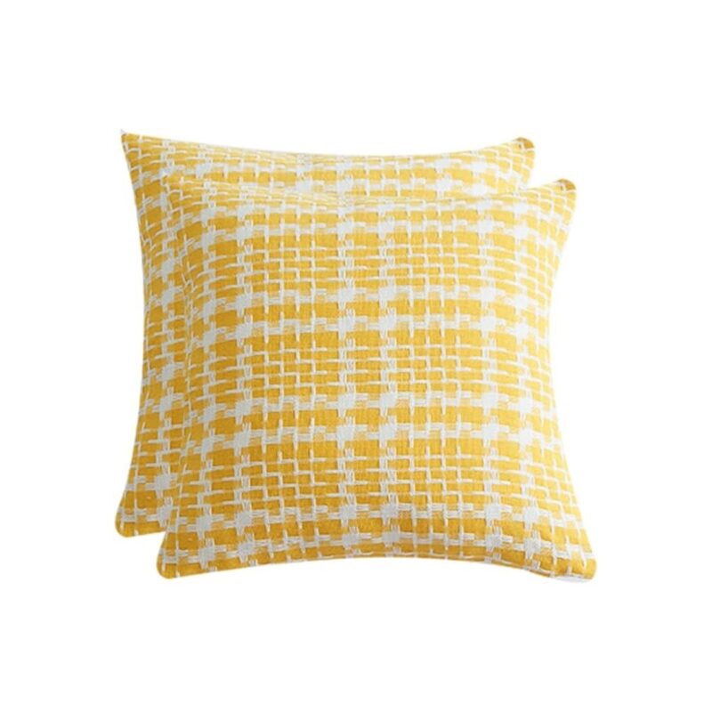 Fata de perna decorativa, 2 bucati, Design Carouri, Galben, 45 x 45 cm