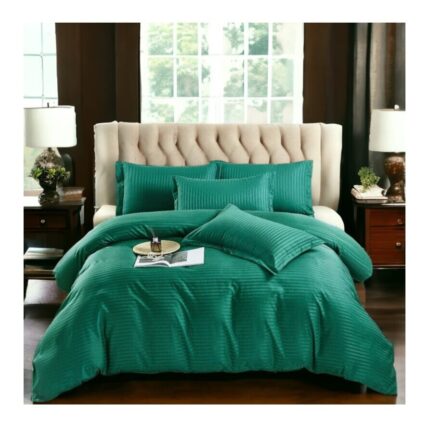 Lenjerie de pat Tip Damasc 6 piese, CELhome, Cearceaf pat cu elastic 180 x 200 cm, Cearceaf pilota 200 x 230 cm, 2 Fete de perna 70 x 70 cm, 2 Fete de perna 50 x 70 cm, Verde