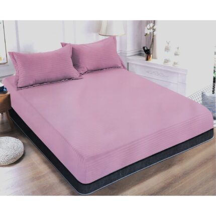 Set husa pat cu elastic si 2 fete de perna,180x200 cm, Lila