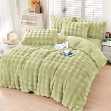 Lenjerie de pat dublu cocolino, 4 piese, 230 x 250 cm, Lenjerii Deosebite, Spot Verde deschis