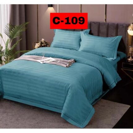 Set lenjerie de pat, damasc, bumbac, pat dublu, turcoaz, 180x220cm+25, 200x230cm, 75x75cm, 55x75cm