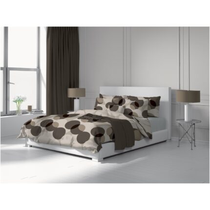 Lenjerie de pat pentru 2 persoane Mic Mac Dilios, bumbac ranforce 100%, cearsaf pilota 200x215 cm + cearsaf pat 220x240 cm + 2 fete perna 50x70 cm