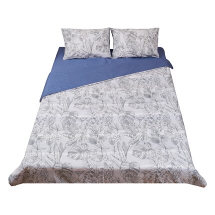 Lenjerie de pat king size, pentru 2 persoane Aki Heinner Home, 100% bumbac 132 TC, cearsaf pilota 200x220 cm, cearsaf pat 220x240 cm, 2 fete de perna 50x70 cm, 4 piese