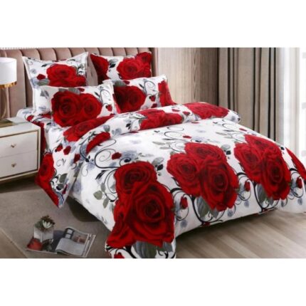 Set lenjerie de pat dublu, Cocolino, 4 piese, Angel Home Textiles, pufoasa si moale la atingere, 200 x 230 cm, Trandafiri