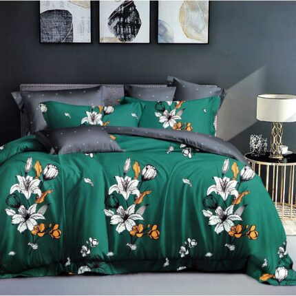Set lenjerie de pat, 3 bucati, 1230321, Bumbac, Verde, 160 x 200 cm