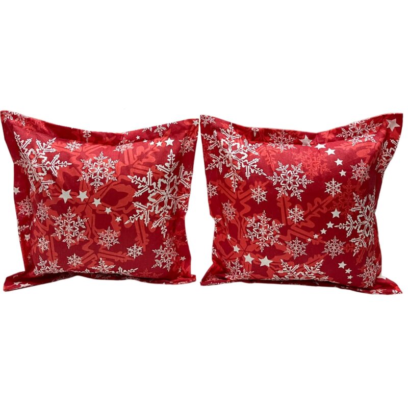 Set doua huse de perna, rosu, 40X40cm "Magie cu fulgi de nea Liz Line" din bumbac 100% SP40/40223