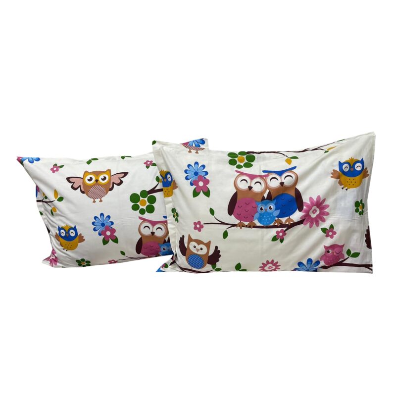 Set doua huse de perna, pentru copii, 50X70cm, multicolor, din colectia "Poveste cu bufnite" din bumbac ranforce, by Liz Line - SPR50/70213