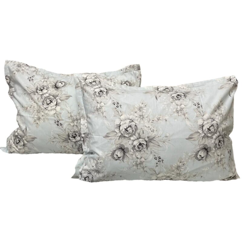Set doua huse de perna, culoare bleu/gri, din colectia "Flower Bouquet by Liz Line", 50X70cm din bumbac 100% - SP50/70215