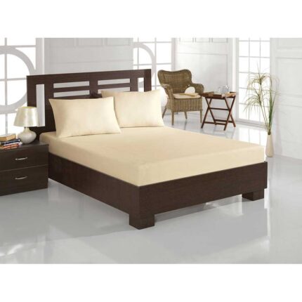 Cearceaf Pat 2 Persoane, Acasa, 100% Bumbac, 240x260 Cm, Crem