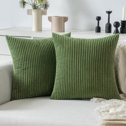 Set de 2 huse de perna MIULEE, din catifea moale, 60x60 cm, culoare Verde