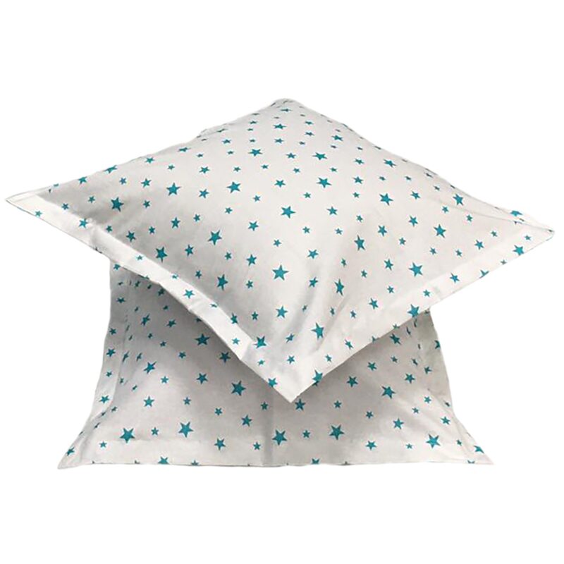 Set doua huse de perna, 70X70cm, alb/turcoaz, din colectia "Stelute" din bumbac ranforce, by Liz Line - SPR70/7016