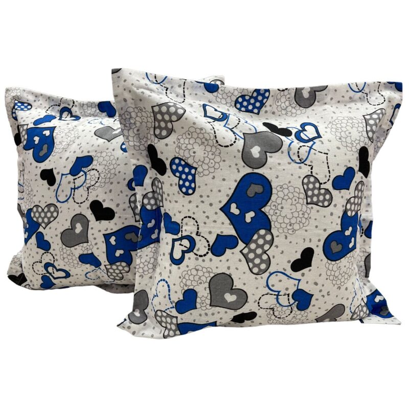 Set doua huse de perna, culoare alb/albastru, din colectia "Blue Heart by Liz Line", 40X40cm din bumbac 100% - SP40/40216