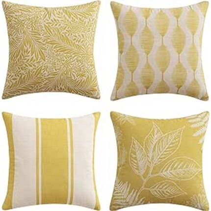 Set de 4 huse de perne, galben cu model, 45x45
