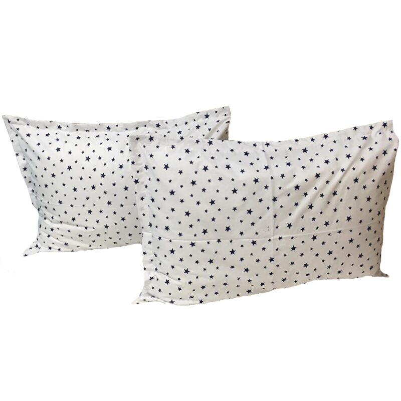 Set doua huse de perna, 50X70cm, alb/bleumarin, din colectia "Stelute" din bumbac ranforce, by Liz Line - SPR50/7013