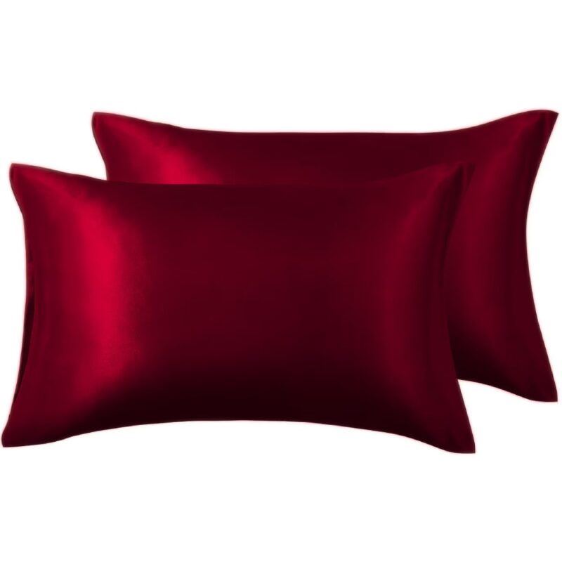 Set fata de perna 2 bucati, satin, 50x70cm, rosu bordo