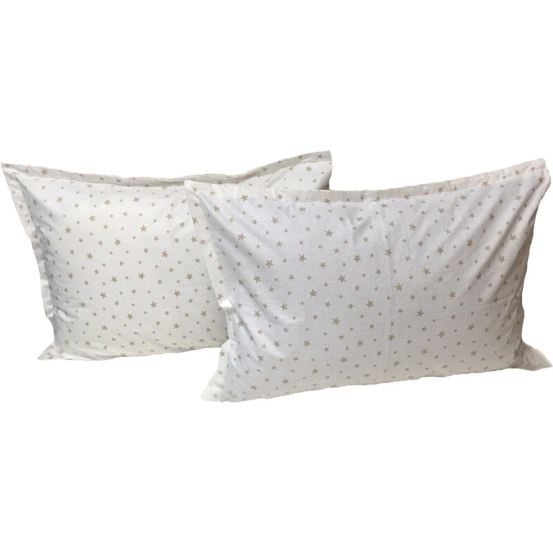 Set doua huse de perna, 50X70cm, alb/capuccino, din colectia "Stelute" din bumbac ranforce, by Liz Line - SPR50/7020