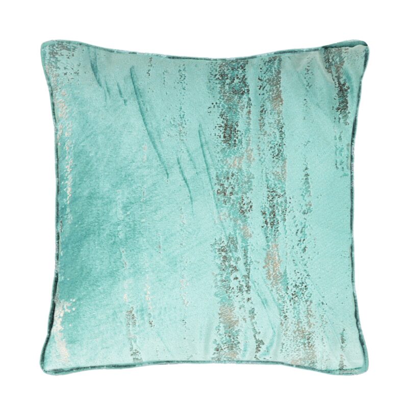 Fata de perna Andrean, Chic Home, Catifea, 45 x 45 cm, Turcoaz/Auriu