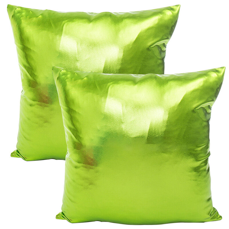 Set 2 fete de perna Cozevdnt, catifea si blana artificiala, verde, 45x45cm