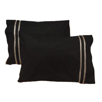 Set 2 x Fata de perna 60 cm x 80 cm, Casa Bucuriei, model Lux, negru, Bumbac 100%, doua fete