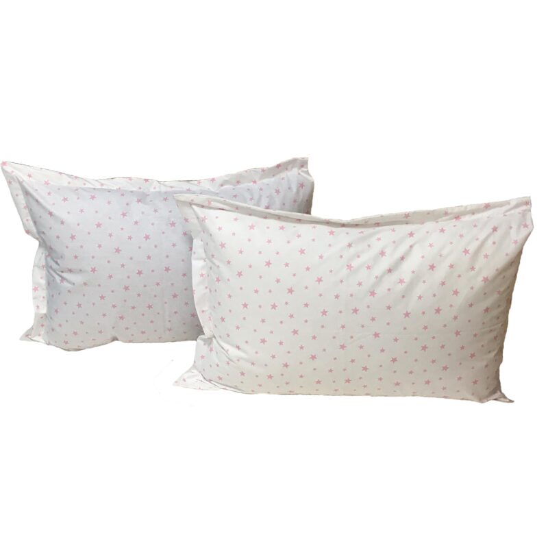 Set doua huse de perna, 50X70cm, alb/roz, din colectia "Stelute" din bumbac ranforce, by Liz Line - SPR50/7015
