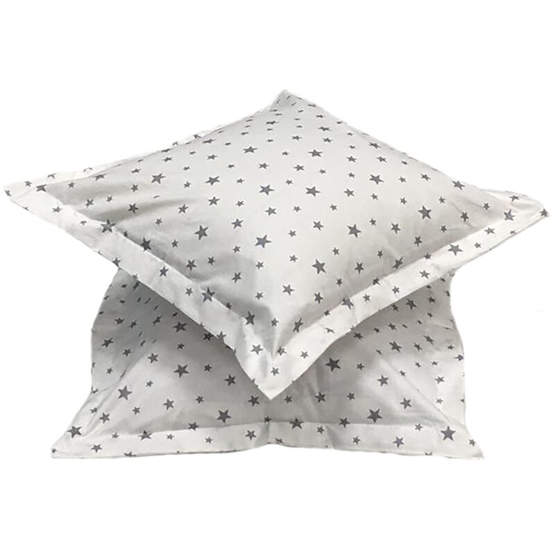 Set doua huse de perna, 40X40cm, alb/gri, din colectia "Stelute" din bumbac ranforce, by Liz Line - SPR40/4014