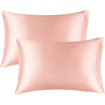 Set 2 fete de perna satinate Narin Oyo Concept, 50x70 cm, poliester 100%, 150 GSM, roz