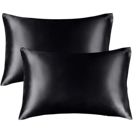 Set 2 fete de perna satinate Narin Oyo Concept, 50x70 cm, poliester 100%, 150 GSM, negru