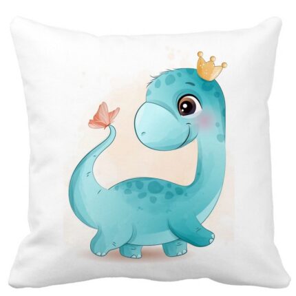 Fata de Perna Decorativa Alba, Mata, Cu model Blue Baby Dinozaur, 40x40 cm