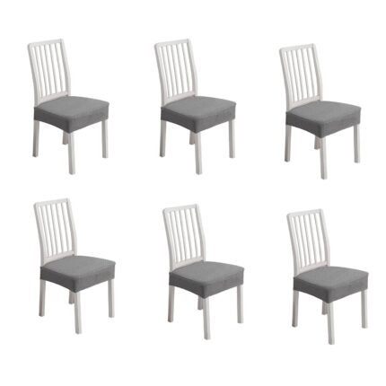 Set 6 Huse Scaun, SINBINTA, Impermeabil, Elastic, Usor de curatat, Masina de spalat, Pentru bucatarie, sufragerie, hoteluri, restaurant, Poliester, Universala, Gri deschis