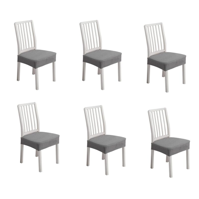 Set 6 Huse Scaun, SINBINTA, Impermeabil, Elastic, Usor de curatat, Masina de spalat, Pentru bucatarie, sufragerie, hoteluri, restaurant, Poliester, Universala, Gri deschis