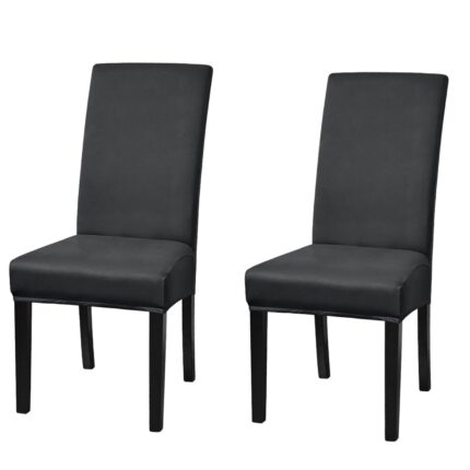 Set 2 Huse Scaun Universale, SINBINTA, Elastice, Impermeabil, Usor de curatat, Moale, Respirabil, Confortabil, Pentru hoteluri, sarbatori, ceremonii, conferinte, nunti, Poliester, 35-50cm, Gri meteorit