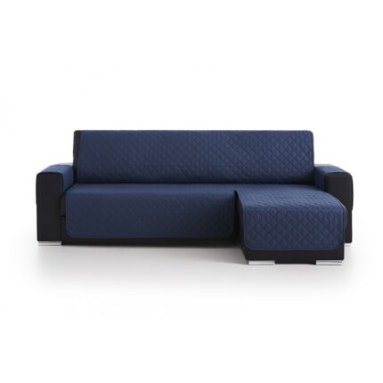 Husa coltar matlasata cu sezlong pe partea dreapta sau stanga Sofazip, Lungime 240 cm, Bleumarin