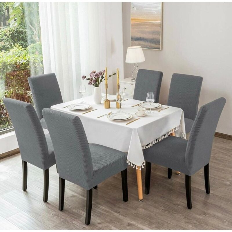 Set 6 huse pentru scaune, universale, Culoare Gri