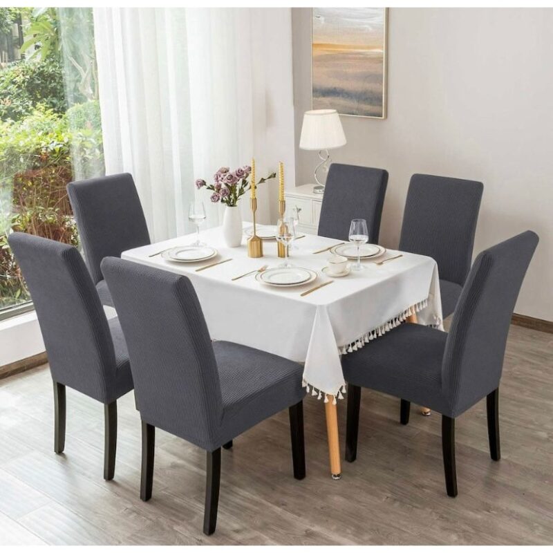 Set 6 huse pentru scaune, universale, Culoare Gri Inchis