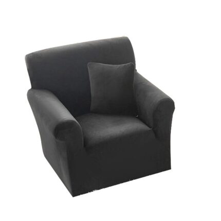 Husa pentru fotoliu, din catifea, CATI03-1, gri inchis, 90-140 cm